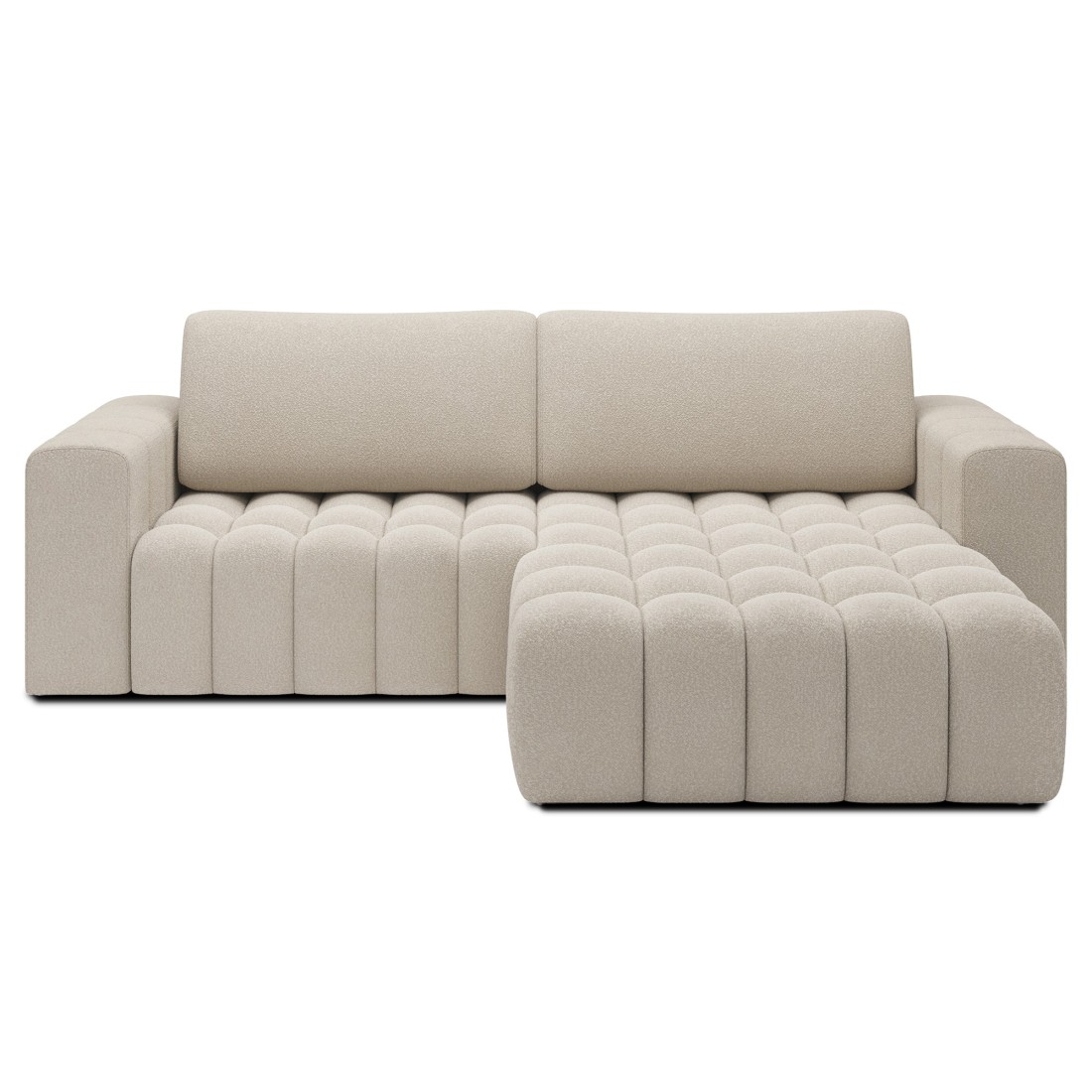 Canapé d’angle convertible DORY crème 250 cm avec coffre de rangement angle droit 