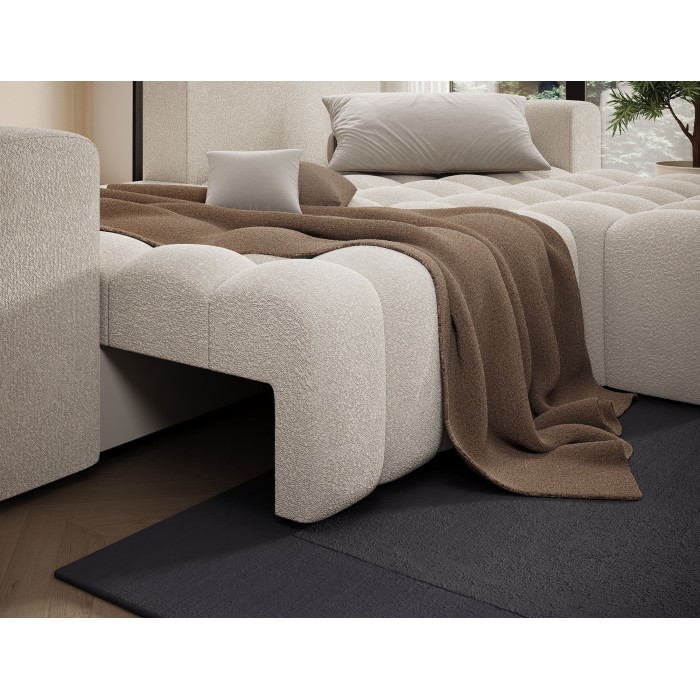 Canapé d’angle convertible DORY crème 250 cm avec coffre de rangement angle droit 