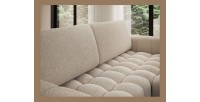 Canapé d’angle convertible DORY crème 250 cm avec coffre de rangement angle droit 