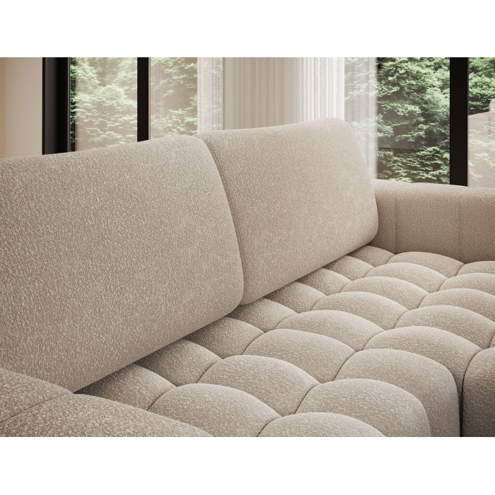 Canapé d’angle convertible DORY crème 250 cm avec coffre de rangement angle droit 
