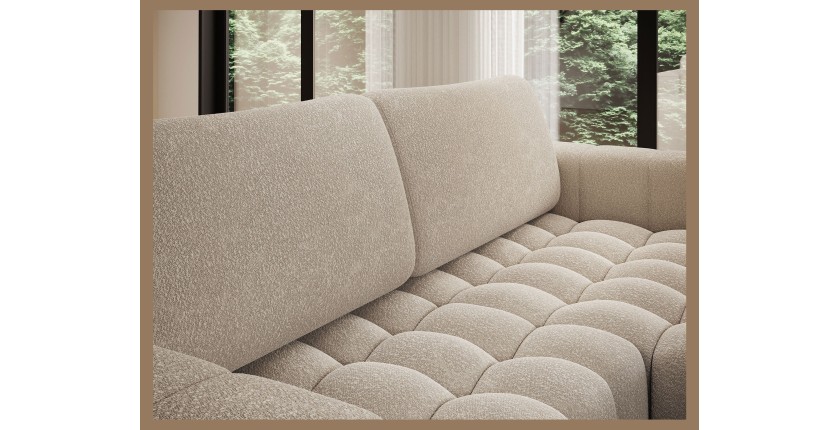 Canapé d’angle convertible DORY crème 250 cm avec coffre de rangement angle droit 