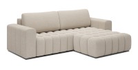 Canapé d’angle convertible DORY crème 250 cm avec coffre de rangement angle droit 
