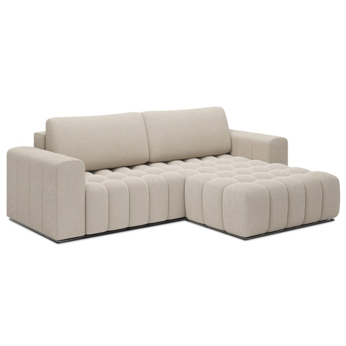 Canapé d’angle convertible DORY crème 250 cm avec coffre de rangement angle droit 