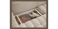 Canapé d’angle convertible DORY crème 250 cm avec coffre de rangement angle droit 