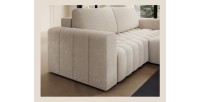 Canapé d’angle convertible DORY crème 250 cm avec coffre de rangement angle droit 