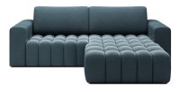 Canapé d’angle convertible DORY bleu nuit 250 cm avec coffre de rangement angle droit 