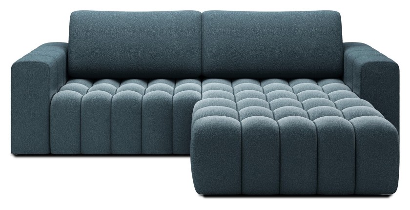 Canapé d’angle convertible DORY bleu nuit 250 cm avec coffre de rangement angle droit 