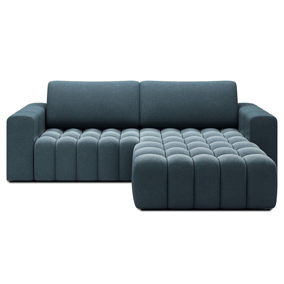 Canapé d’angle convertible DORY bleu nuit 250 cm avec coffre de rangement angle droit 