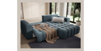 Canapé d’angle convertible DORY bleu nuit 250 cm avec coffre de rangement angle droit 