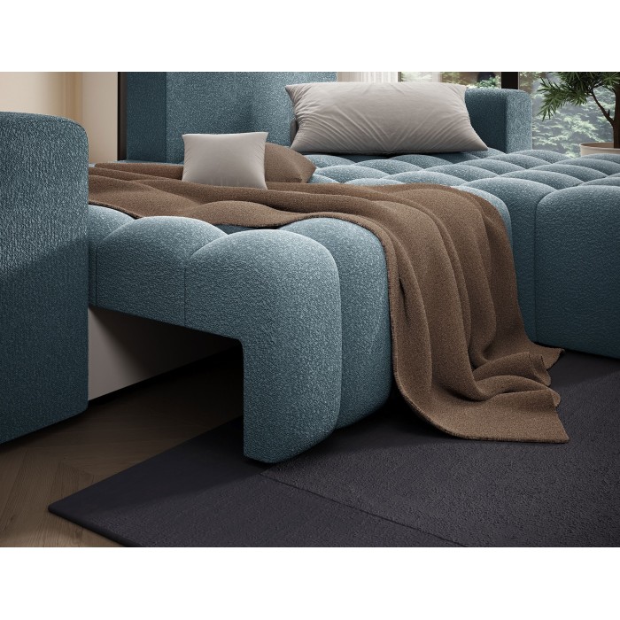 Canapé d’angle convertible DORY bleu nuit 250 cm avec coffre de rangement angle droit 