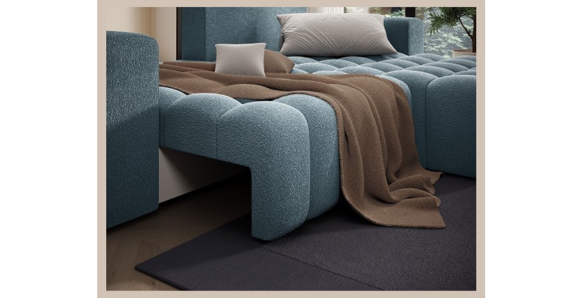 Canapé d’angle convertible DORY bleu nuit 250 cm avec coffre de rangement angle droit 