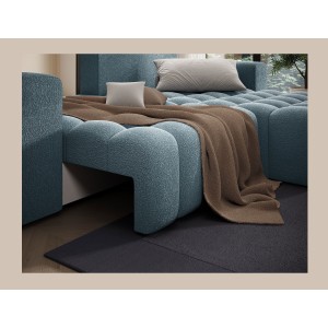 Canapé d’angle convertible DORY bleu nuit 250 cm avec coffre de rangement angle droit 