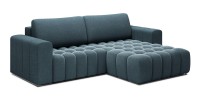 Canapé d’angle convertible DORY bleu nuit 250 cm avec coffre de rangement angle droit 