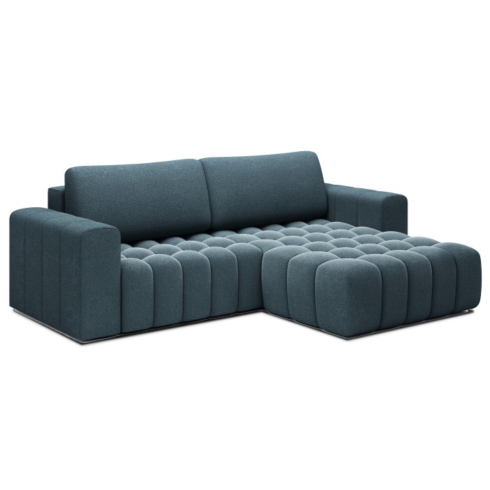 Canapé d’angle convertible DORY bleu nuit 250 cm avec coffre de rangement angle droit 