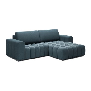 Canapé d’angle convertible DORY bleu nuit 250 cm avec coffre de rangement angle droit 