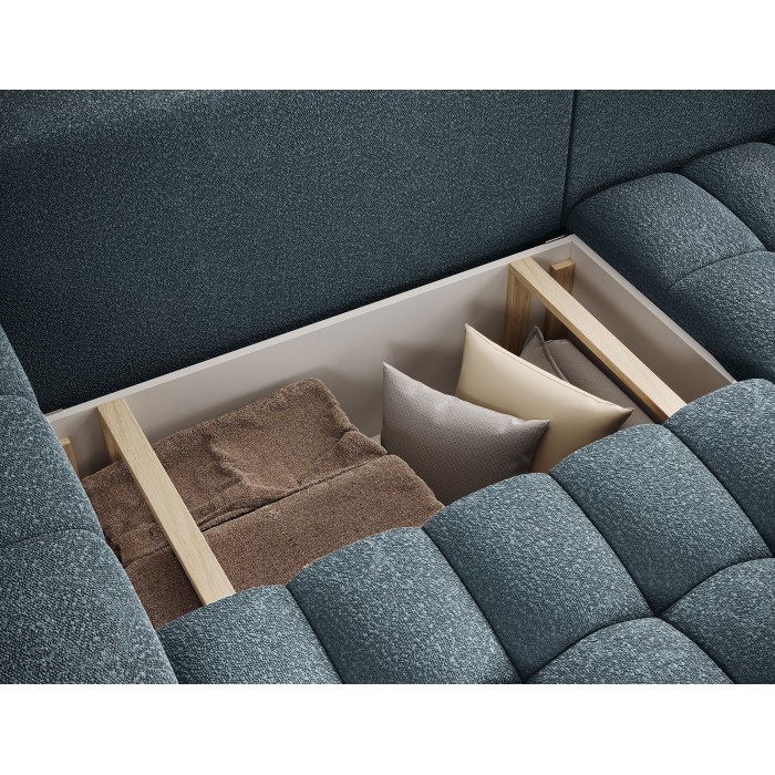 Canapé d’angle convertible DORY bleu nuit 250 cm avec coffre de rangement angle droit 