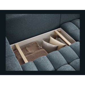 Canapé d’angle convertible DORY bleu nuit 250 cm avec coffre de rangement angle droit 
