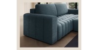 Canapé d’angle convertible DORY bleu nuit 250 cm avec coffre de rangement angle droit 