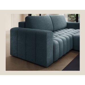 Canapé d’angle convertible DORY bleu nuit 250 cm avec coffre de rangement angle droit 