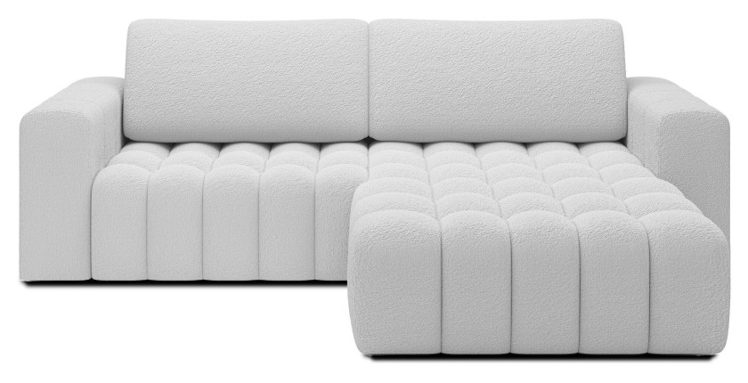 Canapé d’angle convertible DORY blanc 250 cm avec coffre de rangement angle droit 