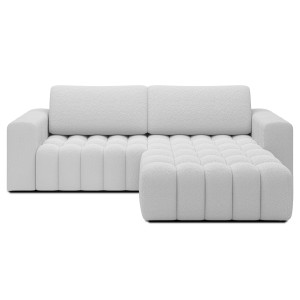 Canapé d’angle convertible DORY blanc 250 cm avec coffre de rangement angle droit 
