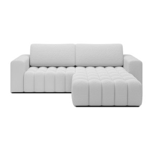 Canapé d’angle convertible DORY blanc 250 cm avec coffre de rangement angle droit 
