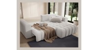 Canapé d’angle convertible DORY blanc 250 cm avec coffre de rangement angle droit 