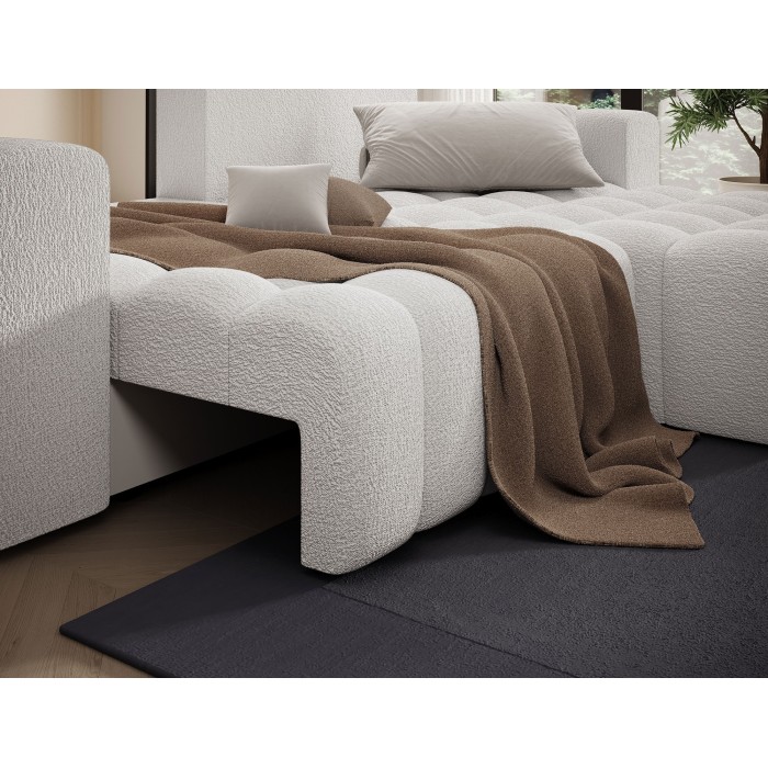 Canapé d’angle convertible DORY blanc 250 cm avec coffre de rangement angle droit 