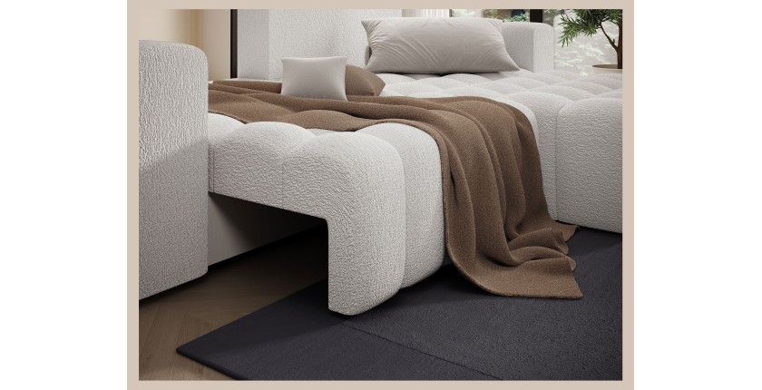 Canapé d’angle convertible DORY blanc 250 cm avec coffre de rangement angle droit 