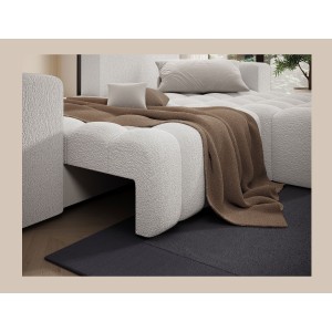Canapé d’angle convertible DORY blanc 250 cm avec coffre de rangement angle droit 