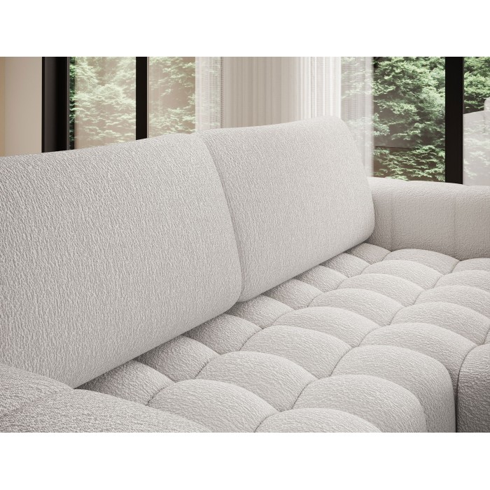Canapé d’angle convertible DORY blanc 250 cm avec coffre de rangement angle droit 