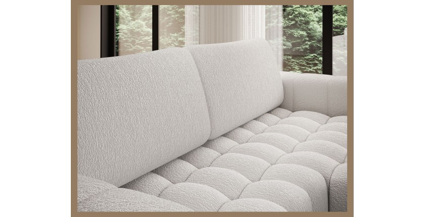 Canapé d’angle convertible DORY blanc 250 cm avec coffre de rangement angle droit 