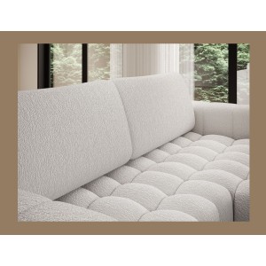 Canapé d’angle convertible DORY blanc 250 cm avec coffre de rangement angle droit 