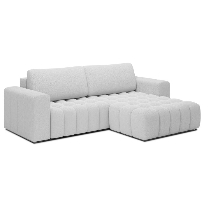 Canapé d’angle convertible DORY blanc 250 cm avec coffre de rangement angle droit 