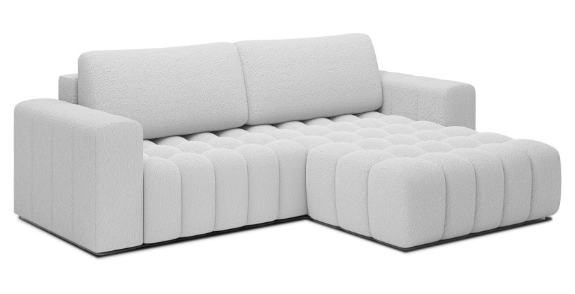 Canapé d’angle convertible DORY blanc 250 cm avec coffre de rangement angle droit 