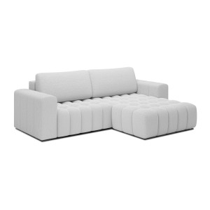 Canapé d’angle convertible DORY blanc 250 cm avec coffre de rangement angle droit 