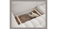 Canapé d’angle convertible DORY blanc 250 cm avec coffre de rangement angle droit 