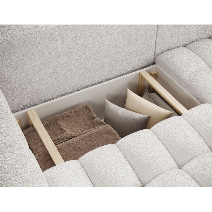 Canapé d’angle convertible DORY blanc 250 cm avec coffre de rangement angle droit 