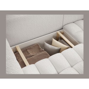 Canapé d’angle convertible DORY blanc 250 cm avec coffre de rangement angle droit 