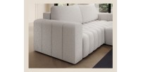 Canapé d’angle convertible DORY blanc 250 cm avec coffre de rangement angle droit 