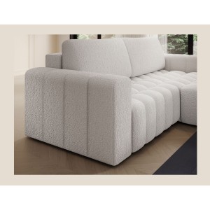 Canapé d’angle convertible DORY blanc 250 cm avec coffre de rangement angle droit 