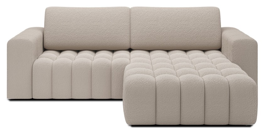 Canapé d’angle convertible DORY beige clair 250 cm avec coffre de rangement angle droit 