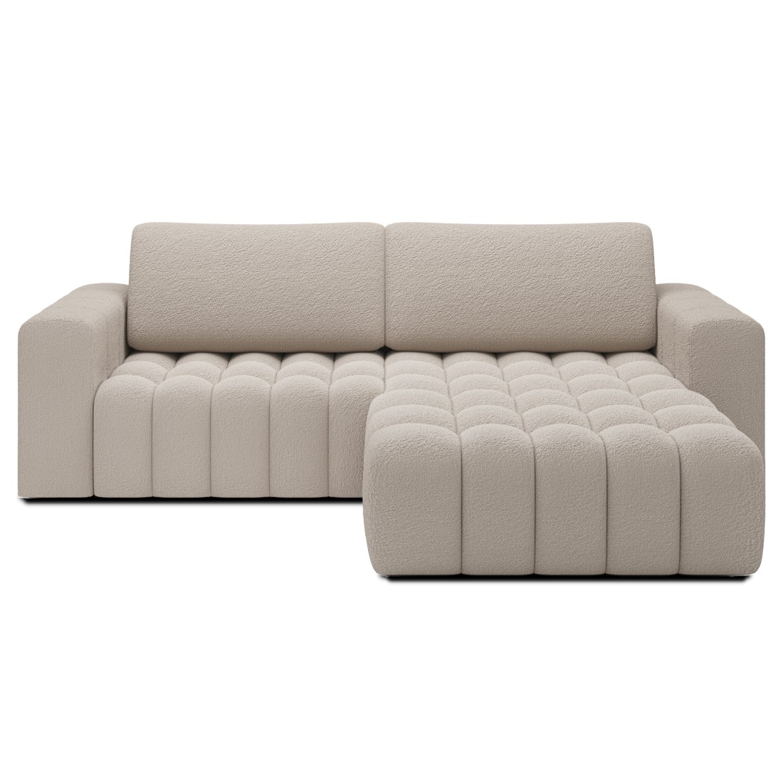 Canapé d’angle convertible DORY beige clair 250 cm avec coffre de rangement angle droit 
