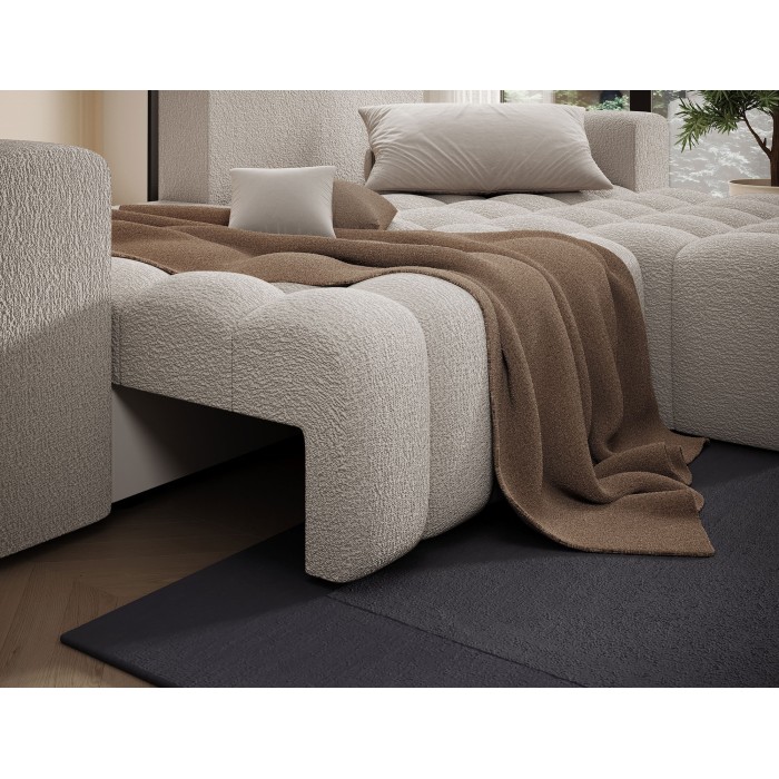 Canapé d’angle convertible DORY beige clair 250 cm avec coffre de rangement angle droit 