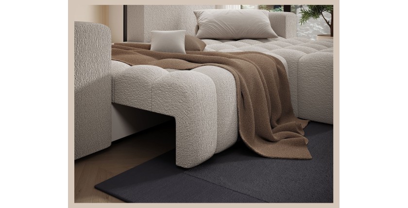 Canapé d’angle convertible DORY beige clair 250 cm avec coffre de rangement angle droit 