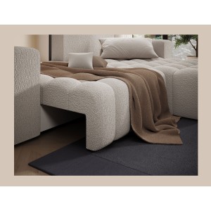 Canapé d’angle convertible DORY beige clair 250 cm avec coffre de rangement angle droit 