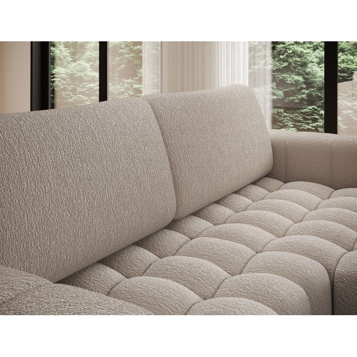 Canapé d’angle convertible DORY beige clair 250 cm avec coffre de rangement angle droit 