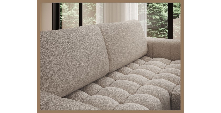 Canapé d’angle convertible DORY beige clair 250 cm avec coffre de rangement angle droit 