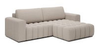 Canapé d’angle convertible DORY beige clair 250 cm avec coffre de rangement angle droit 