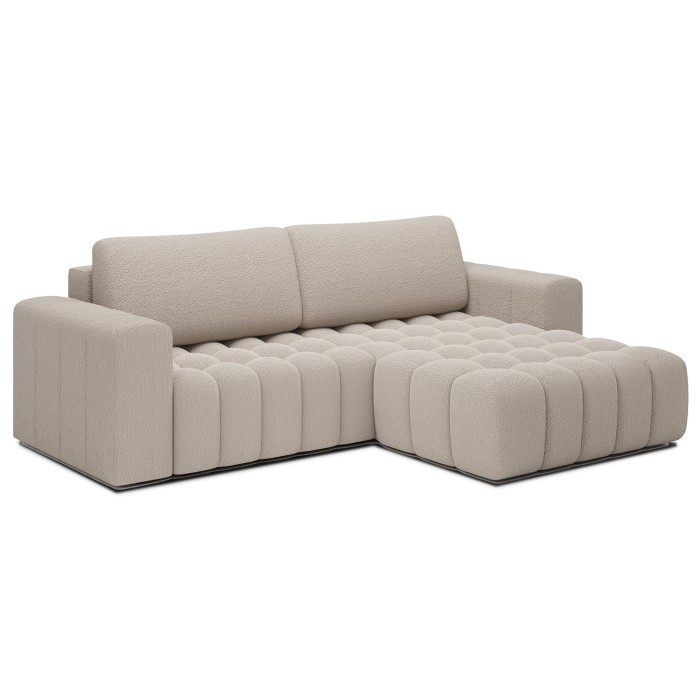 Canapé d’angle convertible DORY beige clair 250 cm avec coffre de rangement angle droit 